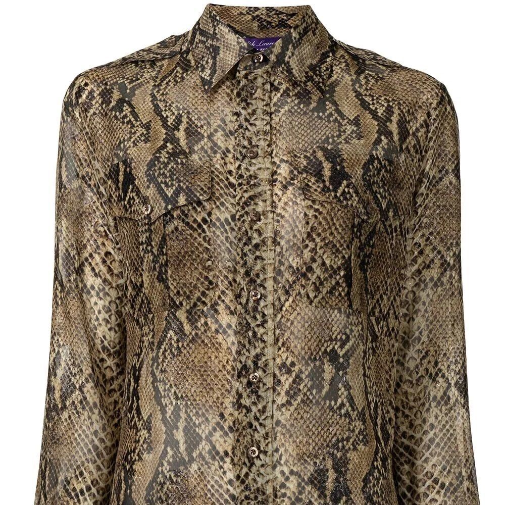 Ralph Lauren Pre-Fall 2021 Collection Natalie Snakeskin Shine On Crepe Blouse - Picture 10 of 16